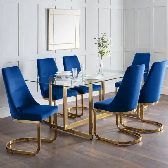 6-Seater Rectangular Dining Table - Gold, Glass image