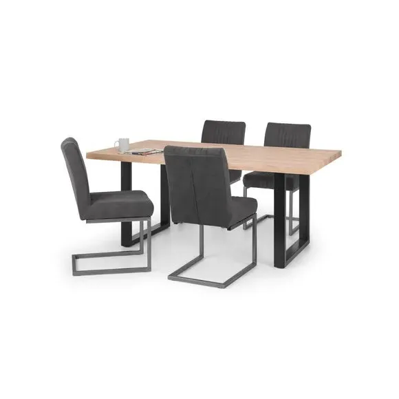 6-Seater Rectangular Dining Table - Oak, Metal