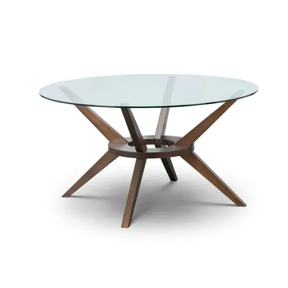 6-Seater Round Dining Set - Walnut, Glass