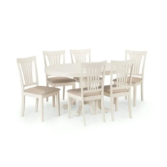 6-Seater Round Dining Table Set - Ivory, MDF image