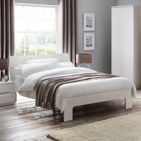 Bed Frame with Headboard - White, Wood image