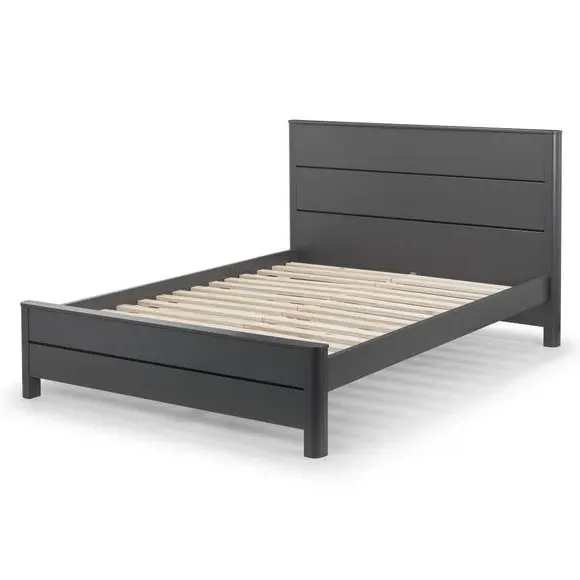Bed Frame with Rounded Corners - Grey, Wood