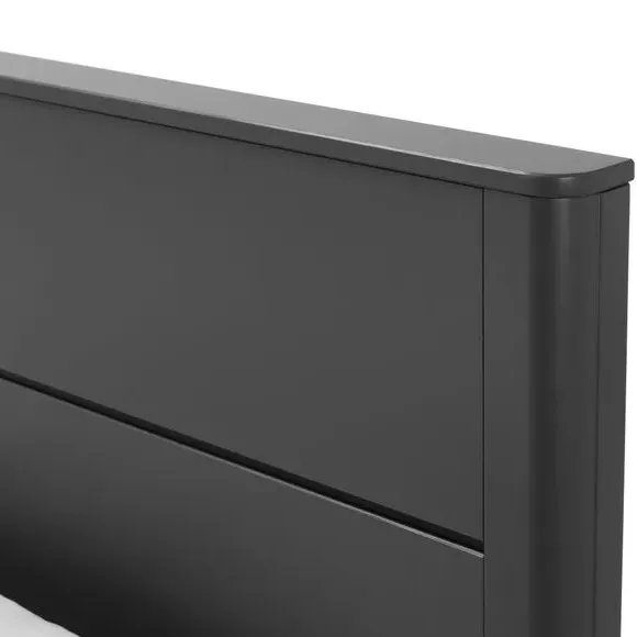 Bed Frame with Rounded Corners - Grey, Wood