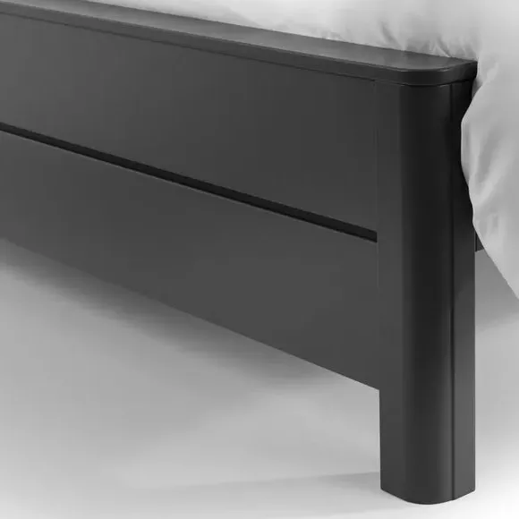 Bed Frame with Rounded Corners - Grey, Wood