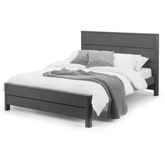 Bed Frame with Rounded Corners - Grey, Wood