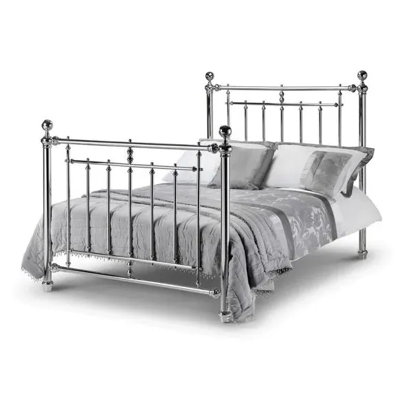 Bed Frame with Spring Slats - Chrome, Metal image