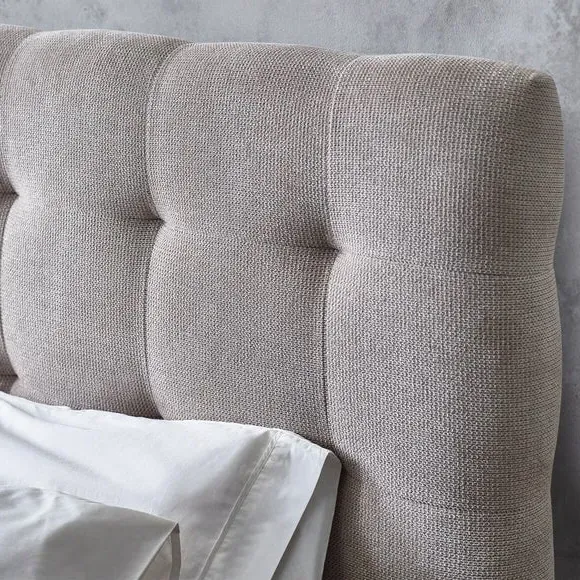 Bed Frame with Tufted Headboard - Taupe, Fabric