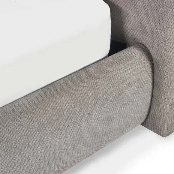 Bed Frame with Tufted Headboard - Taupe, Fabric