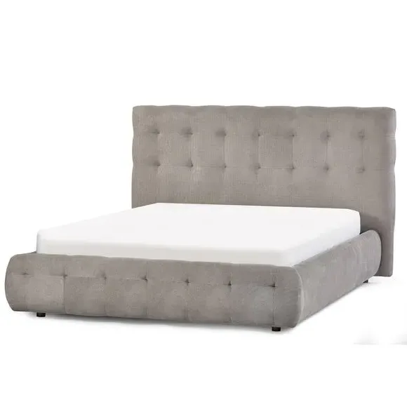 Bed Frame with Tufted Headboard - Taupe, Fabric
