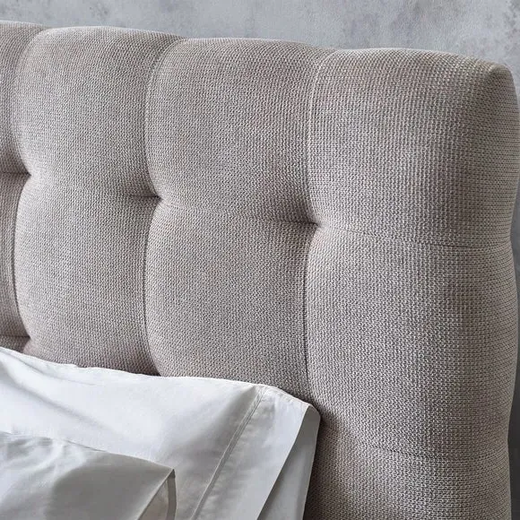 Bed Frame with Tufted Headboard - Taupe, Fabric