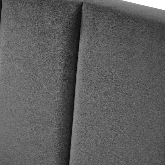 Bed with Fluted Headboard - Grey, Velvet