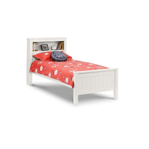 Bookcase Bed Frame with Storage - White