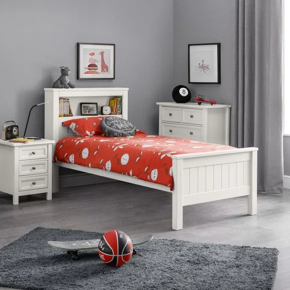 Bookcase Bed Frame with Storage - White