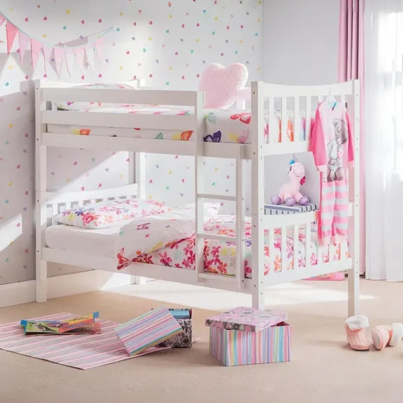 Bunk Bed Frame with Ladder - White, Wood image
