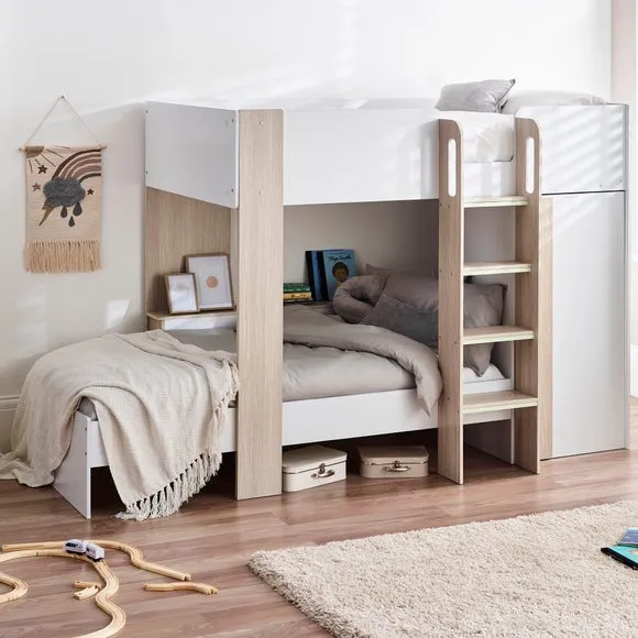 Bunk Bed with Storage - Light Wood