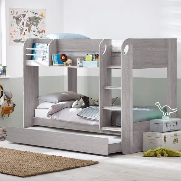 Bunk Bed with Trundle - Grey, Wood