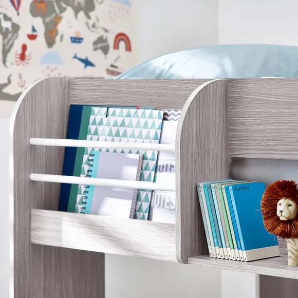 Bunk Bed with Trundle - Grey, Wood