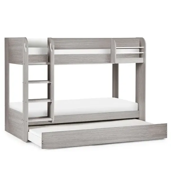 Bunk Bed with Trundle - Grey, Wood