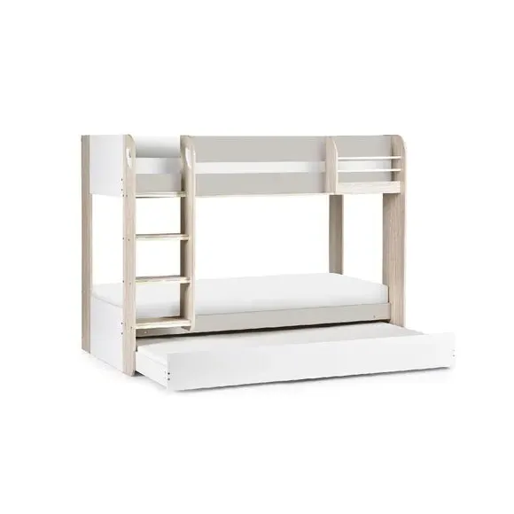 Bunk Bed with Trundle & Shelving - Brown