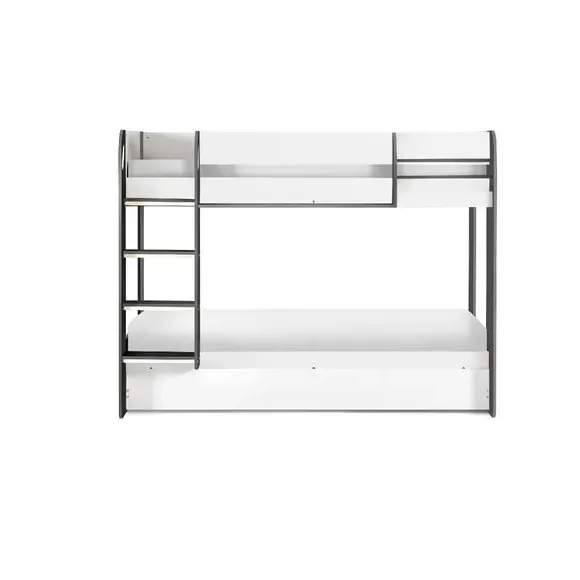 Bunk Bed with Trundle & Shelving - Charcoal