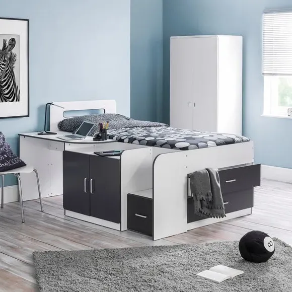 Cabin Bed with Storage & Desk - Grey, Wood image