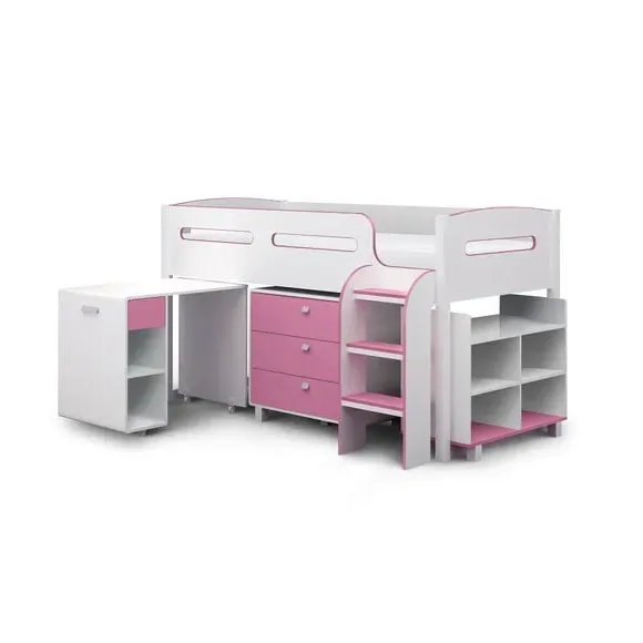 Cabin Bed with Storage - Pink, Wood