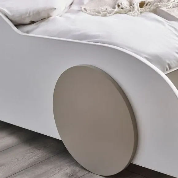 Car Bed with Wheels - White