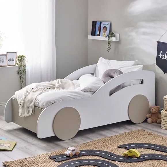 Car Bed with Wheels - White