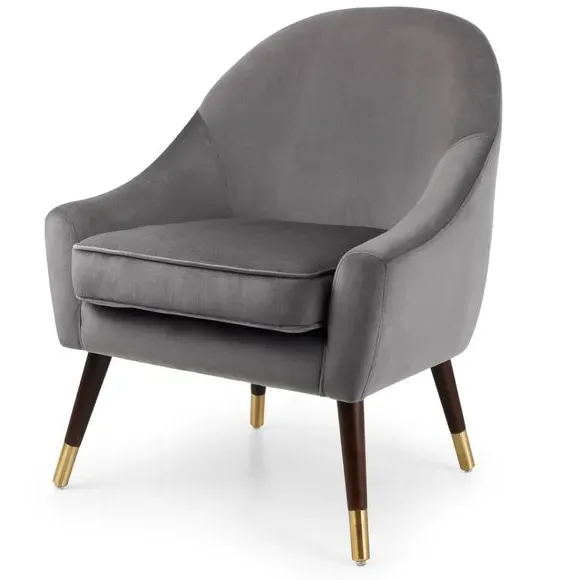 Cocktail Chair with Gold Details - Grey, Velvet