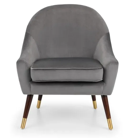 Cocktail Chair with Gold Details - Grey, Velvet