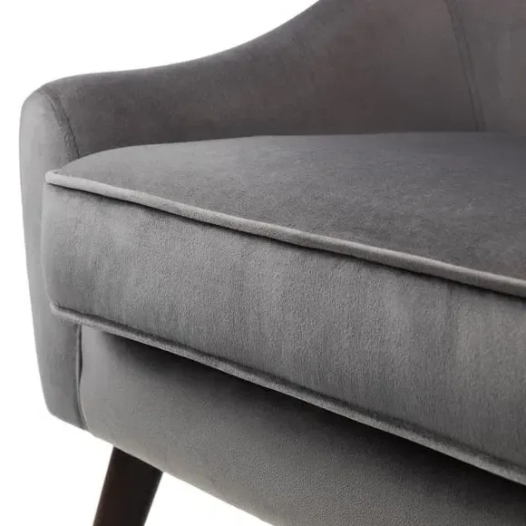 Cocktail Chair with Gold Details - Grey, Velvet