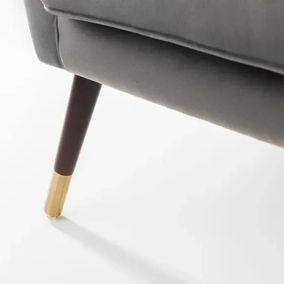 Cocktail Chair with Gold Details - Grey, Velvet