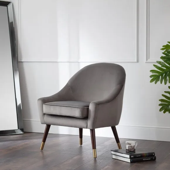 Cocktail Chair with Gold Details - Grey, Velvet image