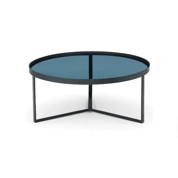 Coffee Table with Glass Top - Black, Metal