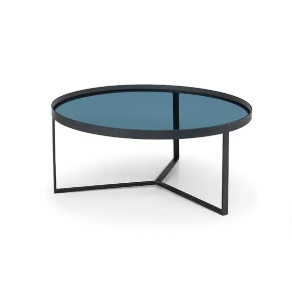 Coffee Table with Glass Top - Black, Metal