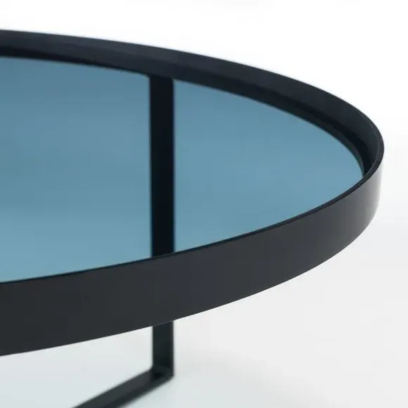 Coffee Table with Glass Top - Black, Metal