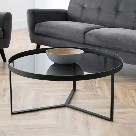 Coffee Table with Glass Top - Black, Metal image