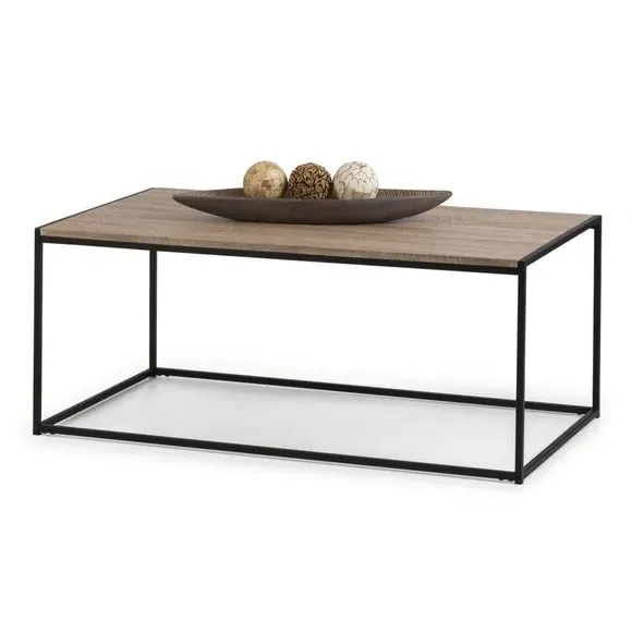 Coffee Table with Metal Frame - Black, Oak