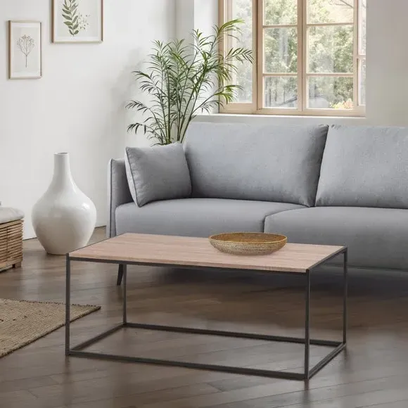 Coffee Table with Metal Frame - Black, Oak image