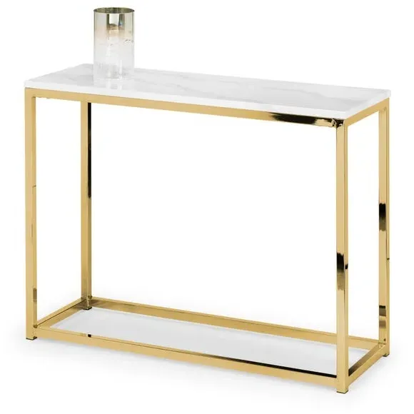Console Table with Marble Effect - Gold, Steel