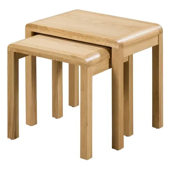 Curved Nest of Tables - Oak, Solid Wood