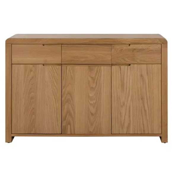 Curved Sideboard with Handles - Oak, Solid Wood