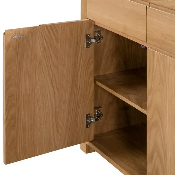 Curved Sideboard with Handles - Oak, Solid Wood