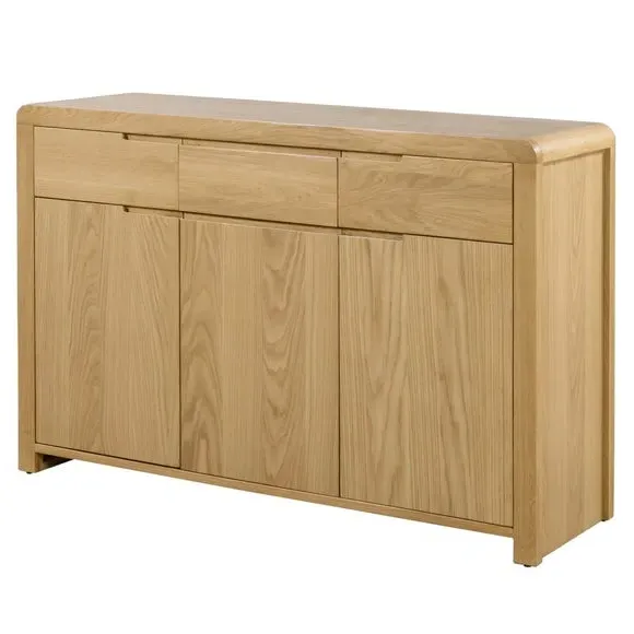 Curved Sideboard with Handles - Oak, Solid Wood image
