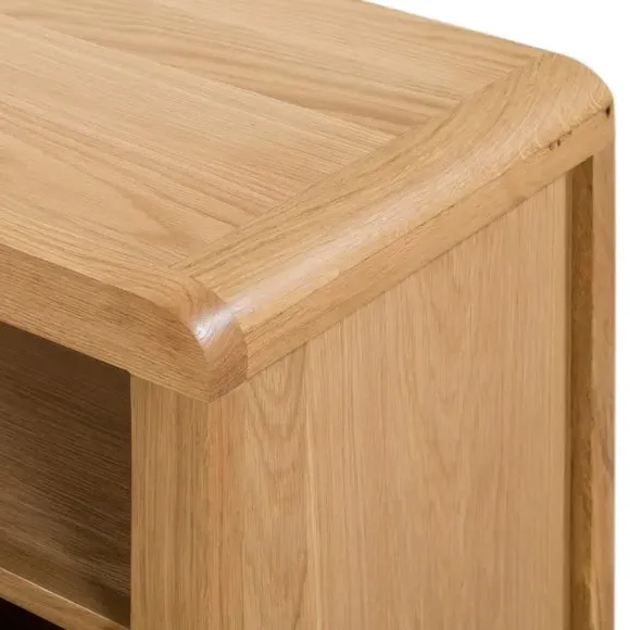 Curved TV Unit with Drawers - Oak, Solid Wood