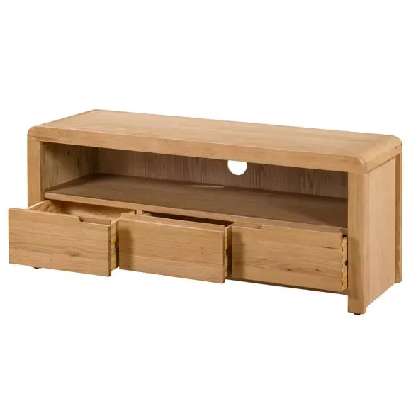 Curved TV Unit with Drawers - Oak, Solid Wood