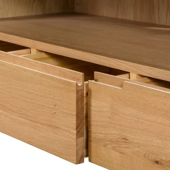 Curved TV Unit with Drawers - Oak, Solid Wood