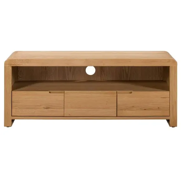 Curved TV Unit with Drawers - Oak, Solid Wood