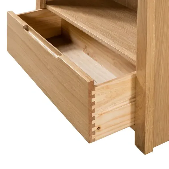 Curved TV Unit with Drawers - Oak, Solid Wood