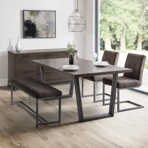 Dining Bench with Trapeze Legs - Grey, Oak